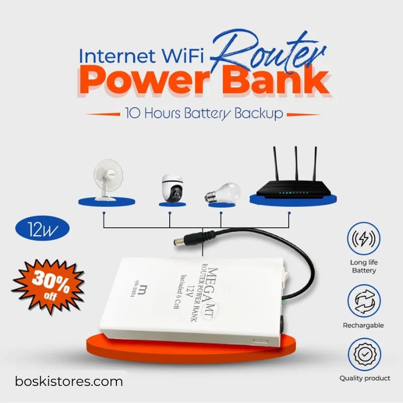 High Capacity 12V Router Backup Power Bank – Plug & Play